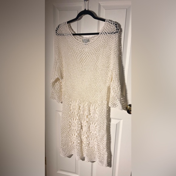 J Valdi Other - J Valdi Cream Crochet Knit Swim Cover-Up